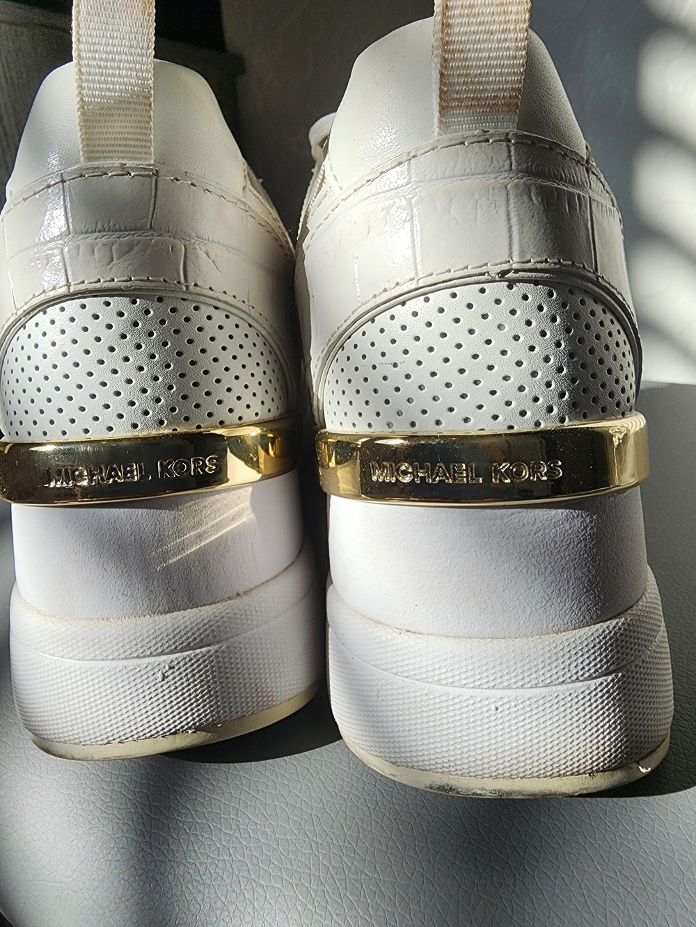 MICHAEL Michael Kors Cream Sneakers with Gold Heel Accent - Picture 5 of 6
